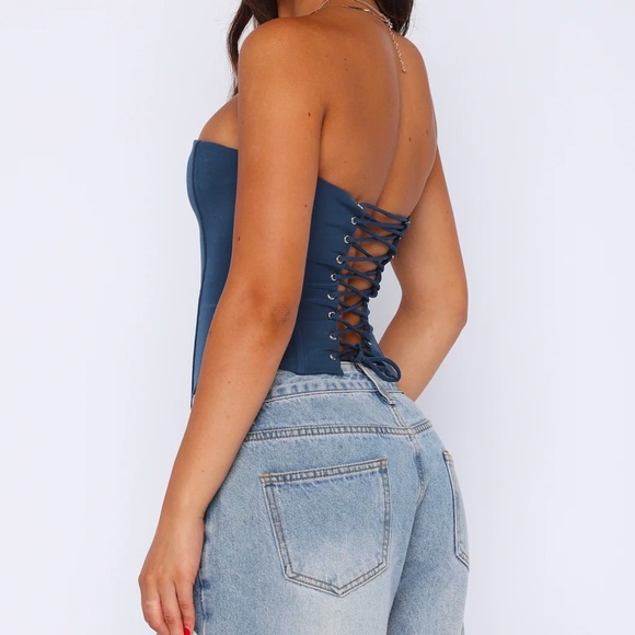White Fox Boutique Let It Go Strapless Bustier Petrol - Picture 7 of 7